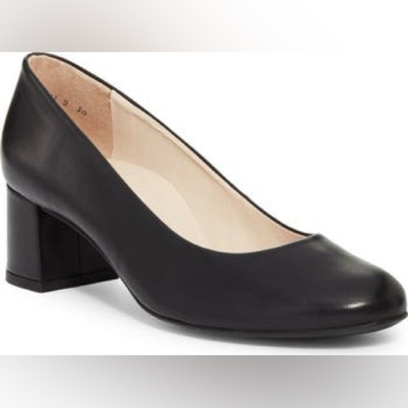 Paul Green Samona Pump Black Leather with Block Heel  Size 7 - Picture 1 of 13